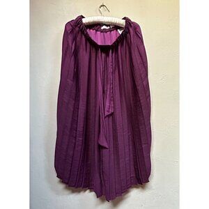 Feather Bone by Anthropologie Womens Pleated Wide-Leg Crop Pants XS Purple Boho